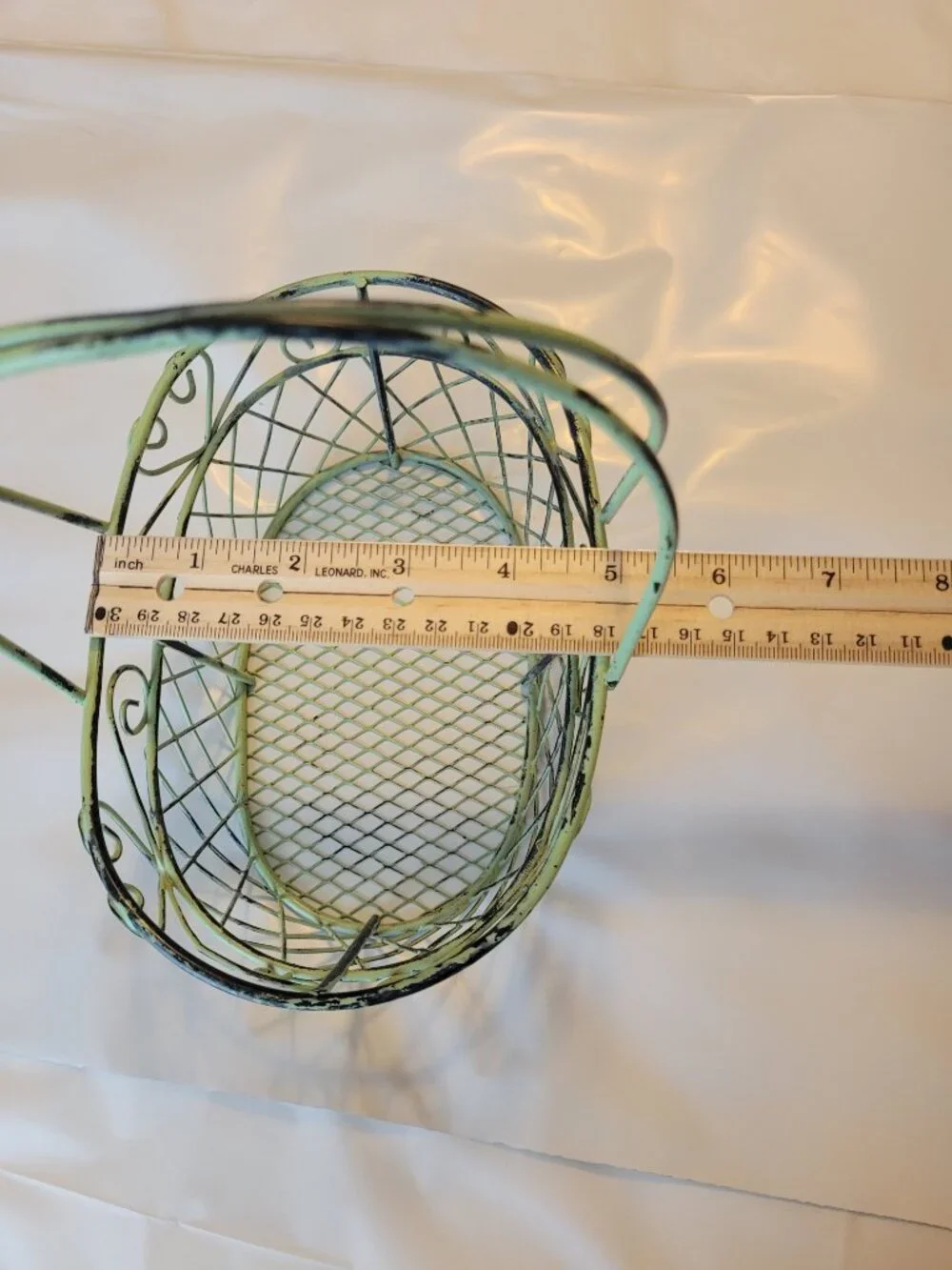 Green Rustic Metal Wire Basket